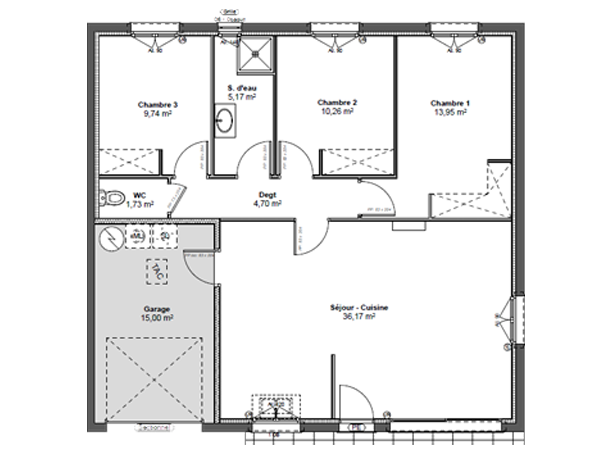 Maison T4 90m² Plan