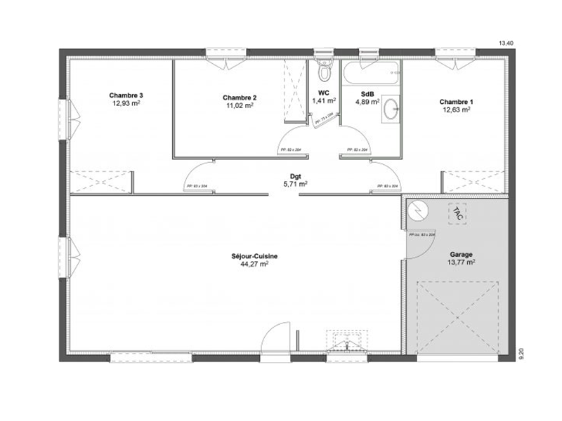 Plan modèle Centaure - Maison T4 de 90m²