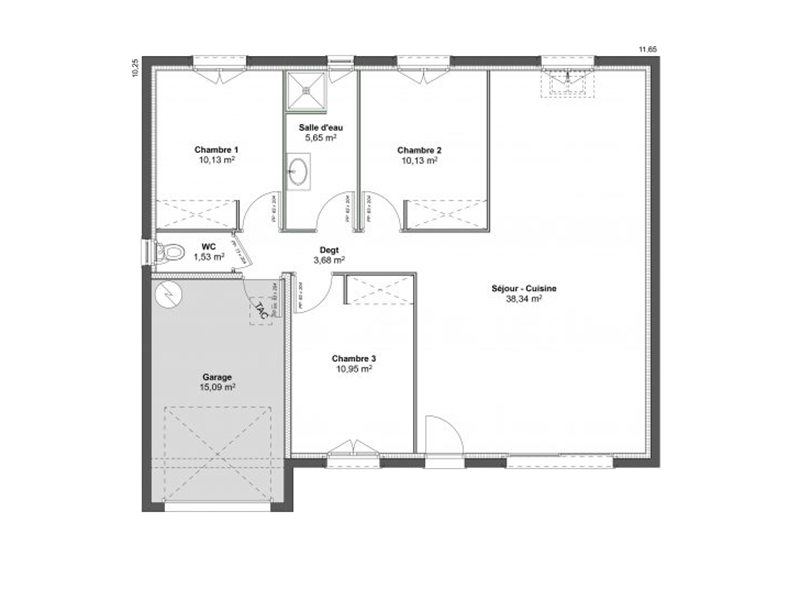 Plan modèle Mars - Maison T4 de 80m²