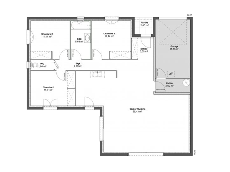 Plan modèle Orion - Maison T4 de 105